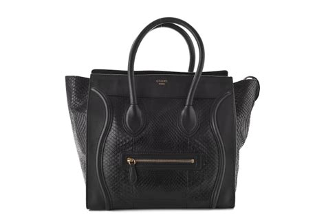 Celine Luggage Python Mini Black in Python with Gold